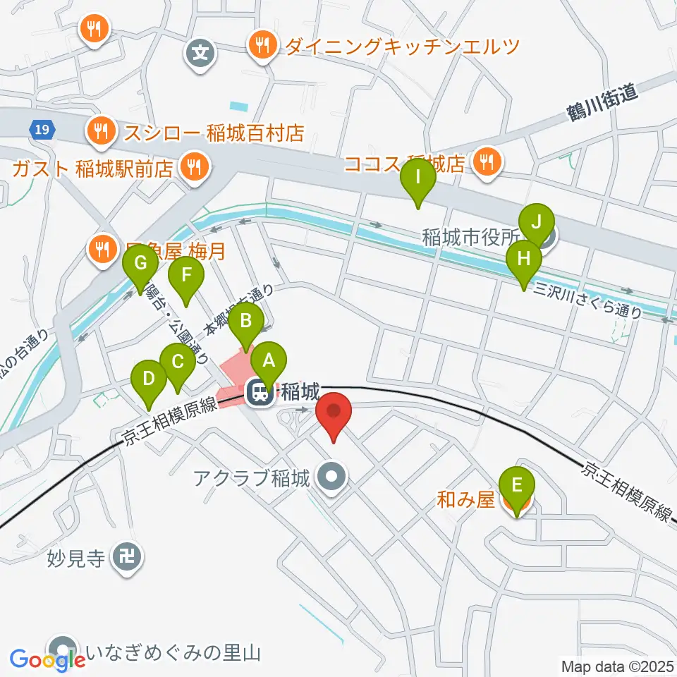 タカハシミュージックプラザ周辺のファミレス・ファーストフード一覧地図
