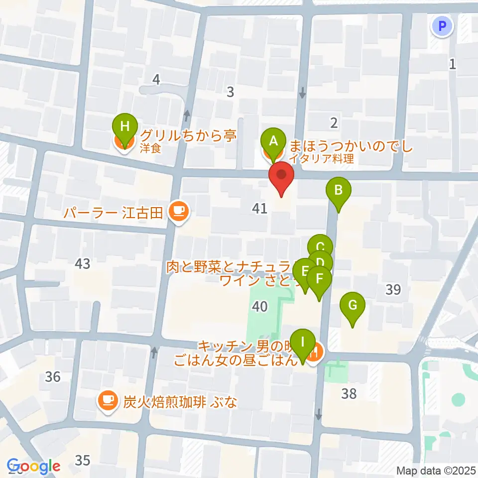 北里楽器フェルマータ周辺のファミレス・ファーストフード一覧地図