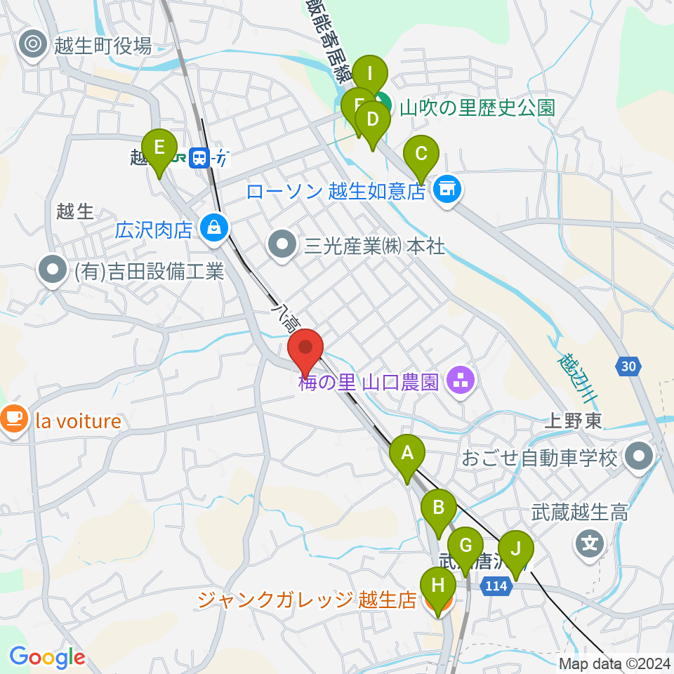 昭和楽器 埼玉ピアノ流通センター周辺のファミレス・ファーストフード一覧地図