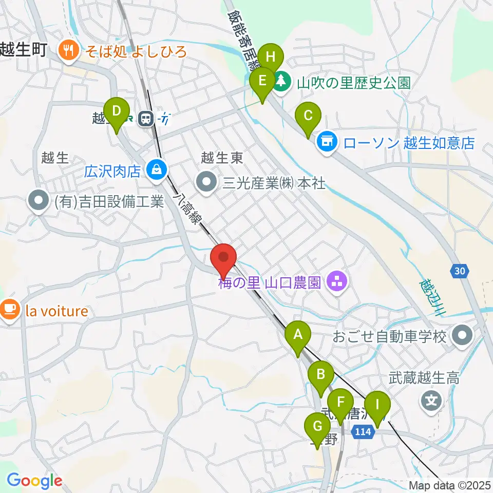 昭和楽器 埼玉ピアノ流通センター周辺のファミレス・ファーストフード一覧地図