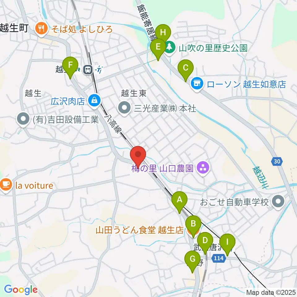 昭和楽器周辺のファミレス・ファーストフード一覧地図