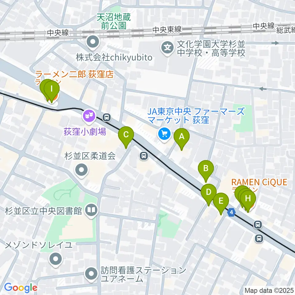 ボゴランマーケット周辺のファミレス・ファーストフード一覧地図