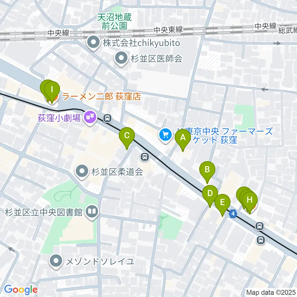 ボゴランマーケット周辺のファミレス・ファーストフード一覧地図