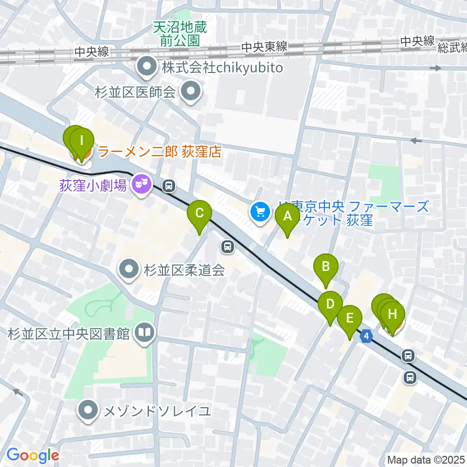 ボゴランマーケット周辺のファミレス・ファーストフード一覧地図