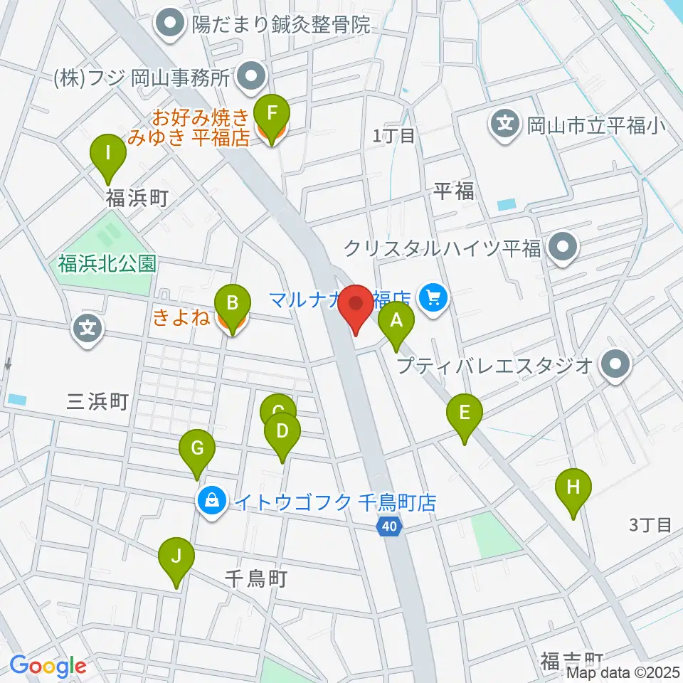株式会社ピアノファクトリー周辺のファミレス・ファーストフード一覧地図