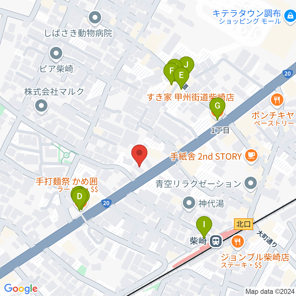 岡本ピアノサービス周辺のファミレス・ファーストフード一覧地図