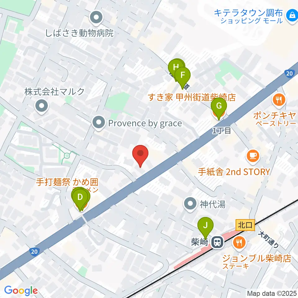 岡本ピアノサービス周辺のファミレス・ファーストフード一覧地図