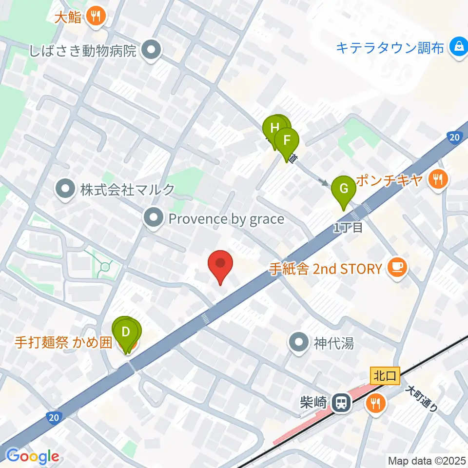岡本ピアノサービス周辺のファミレス・ファーストフード一覧地図