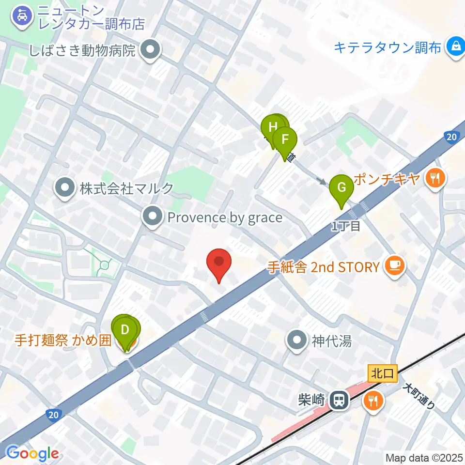 岡本ピアノサービス周辺のファミレス・ファーストフード一覧地図