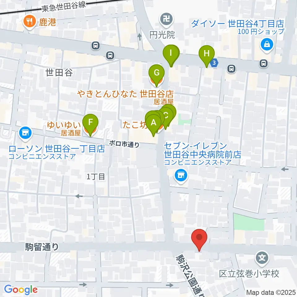 渡辺ピアノ調律事務所周辺のファミレス・ファーストフード一覧地図
