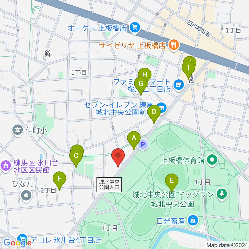 タキガミピアノ有限会社周辺のファミレス・ファーストフード一覧地図