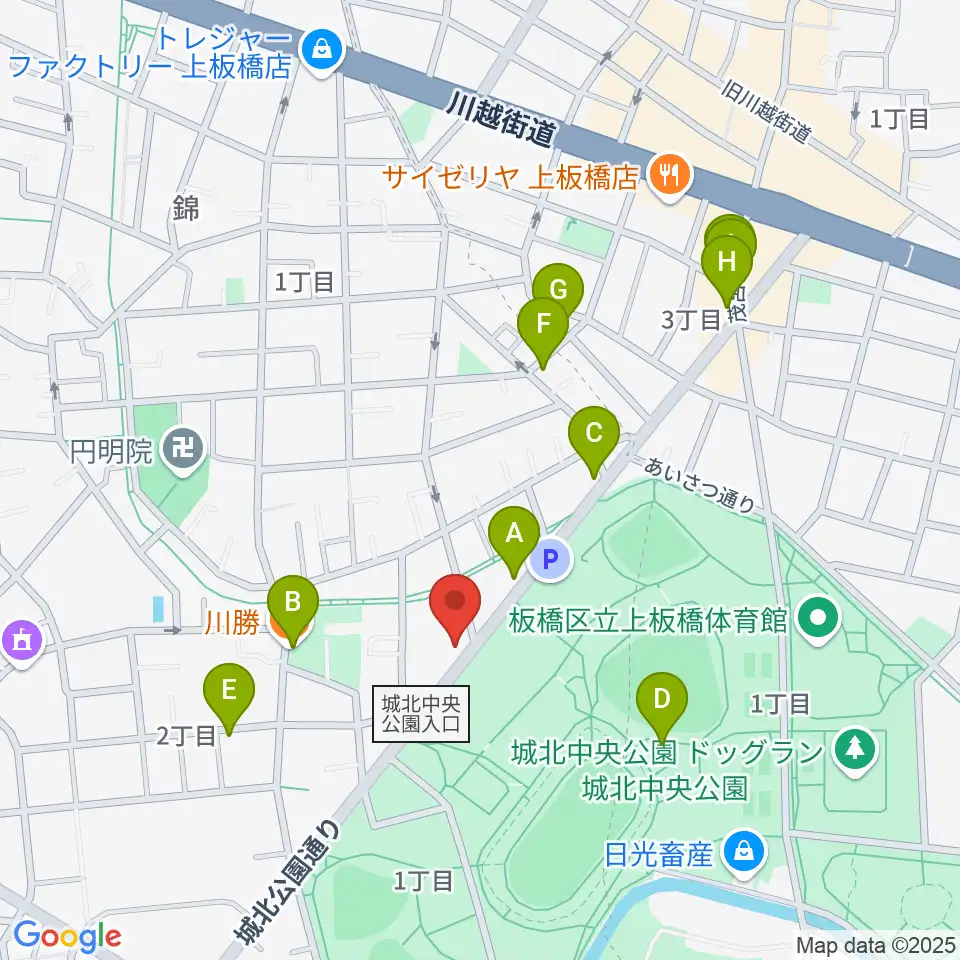 タキガミピアノ有限会社周辺のファミレス・ファーストフード一覧地図