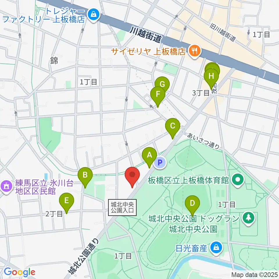 タキガミピアノ有限会社周辺のファミレス・ファーストフード一覧地図