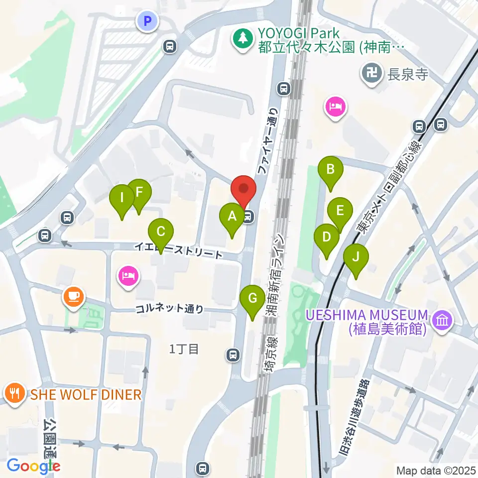 Nancy渋谷周辺のファミレス・ファーストフード一覧地図