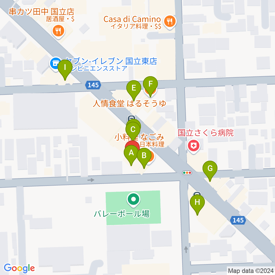 ムサシ楽器周辺のファミレス・ファーストフード一覧地図