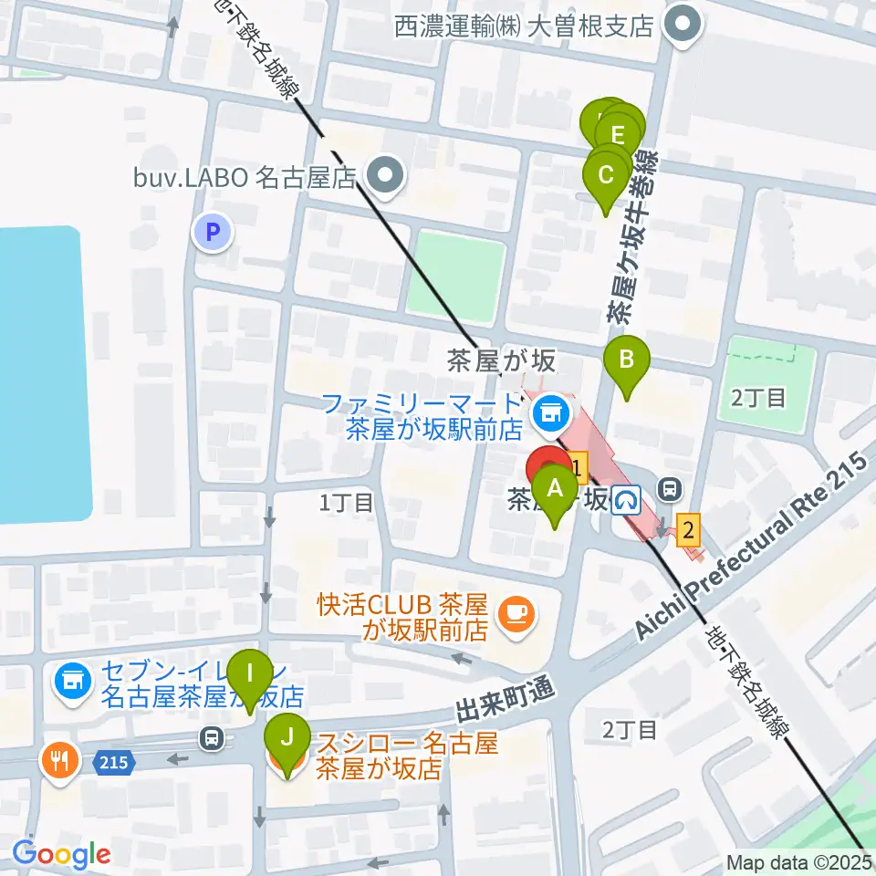 名古屋のピアノ専門店 親和楽器周辺のファミレス・ファーストフード一覧地図