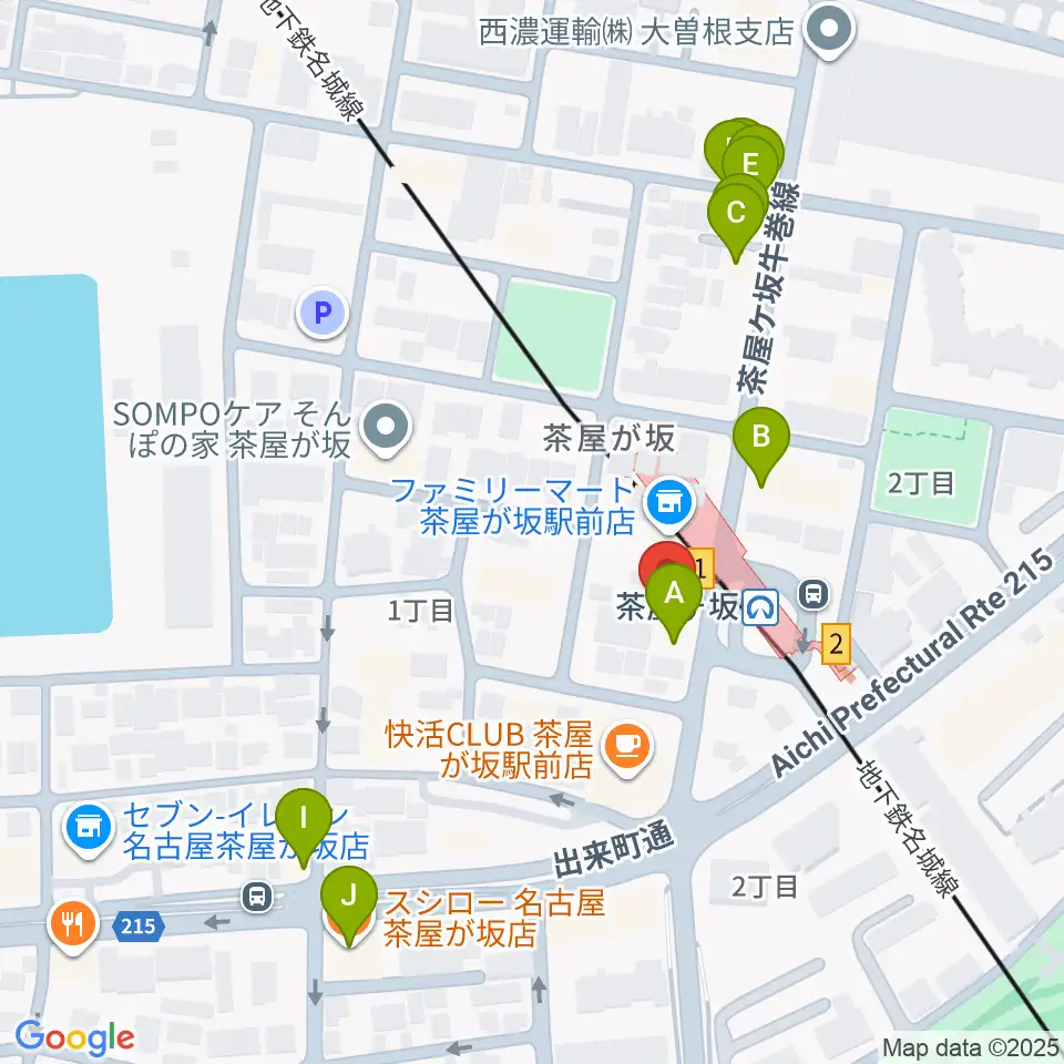 名古屋のピアノ専門店 親和楽器周辺のファミレス・ファーストフード一覧地図