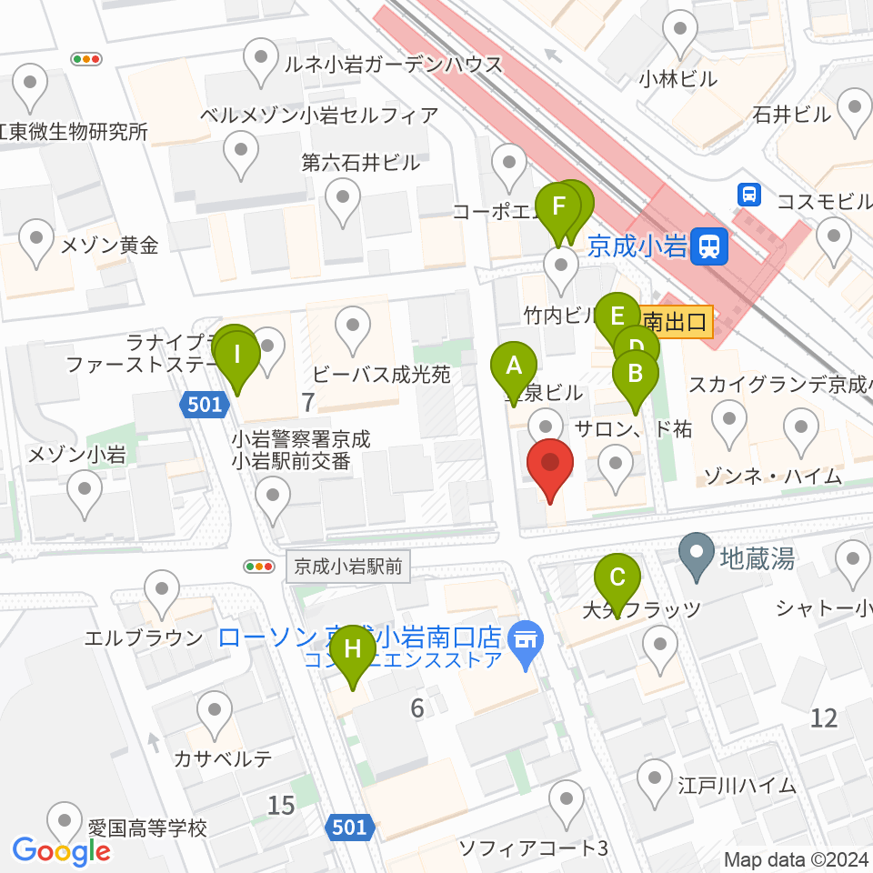 カツマピアノ周辺のファミレス・ファーストフード一覧地図