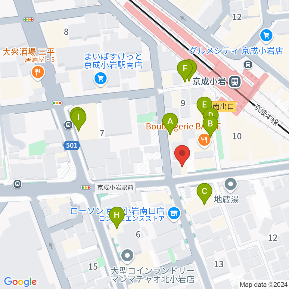 カツマピアノ周辺のファミレス・ファーストフード一覧地図