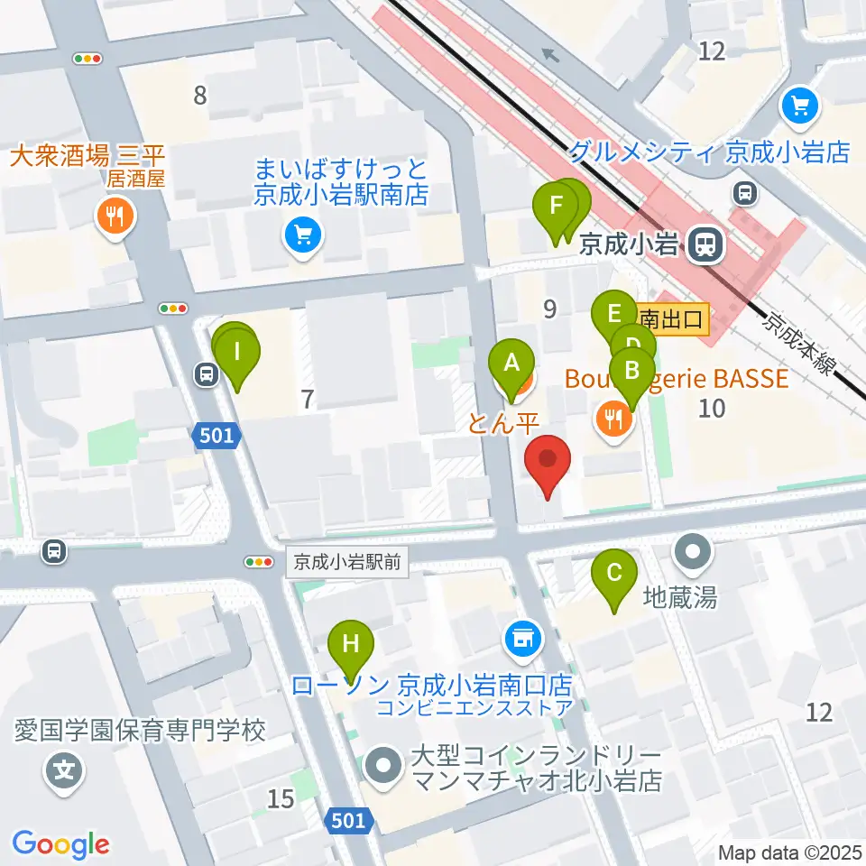 カツマピアノ周辺のファミレス・ファーストフード一覧地図