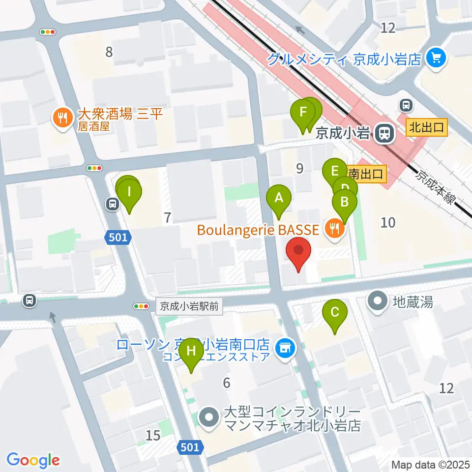 カツマピアノ周辺のファミレス・ファーストフード一覧地図
