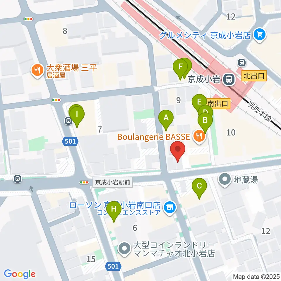 カツマピアノ周辺のファミレス・ファーストフード一覧地図