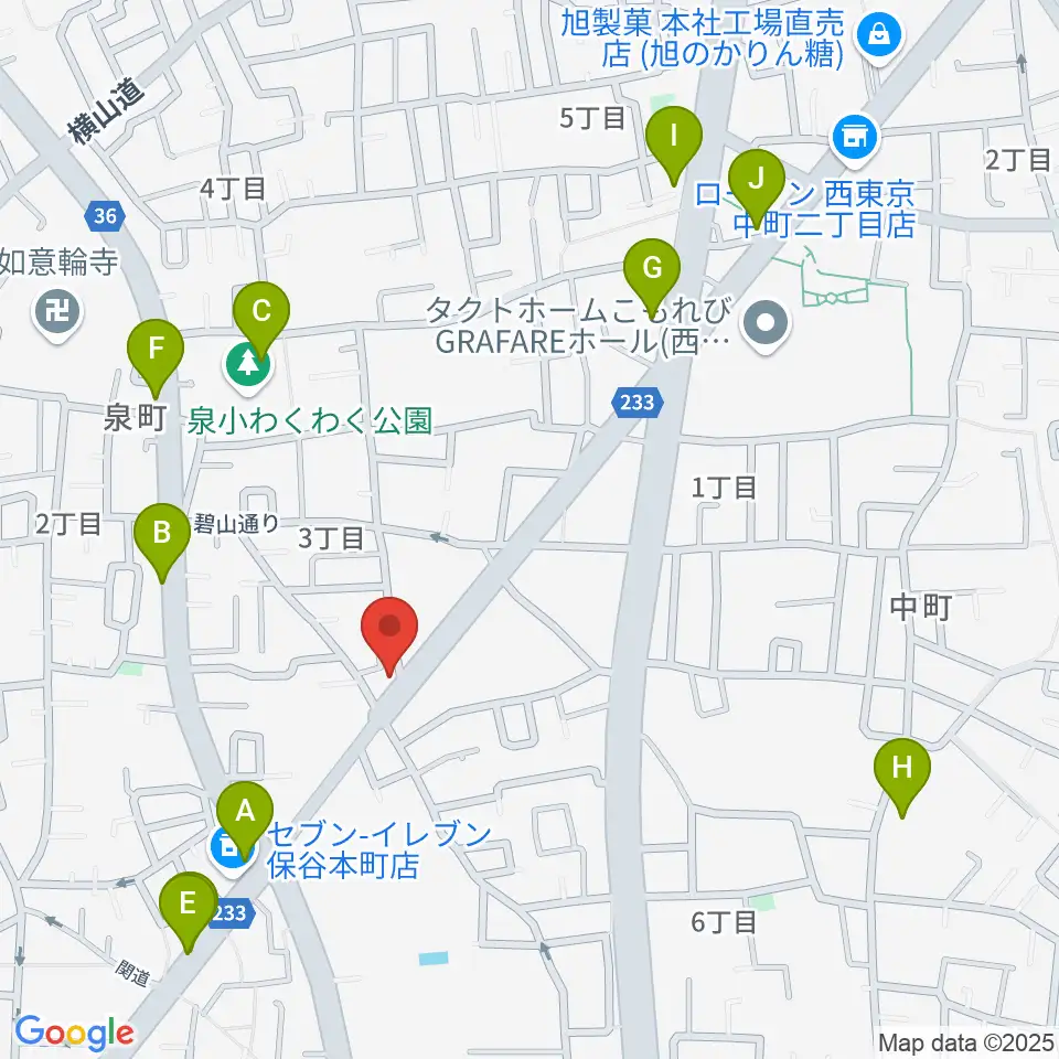 イダ・ギター工房周辺のファミレス・ファーストフード一覧地図