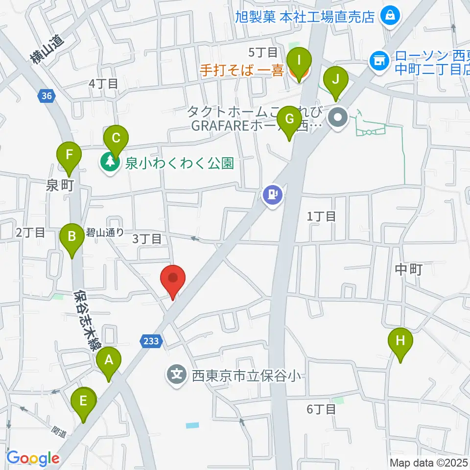 イダ・ギター工房周辺のファミレス・ファーストフード一覧地図