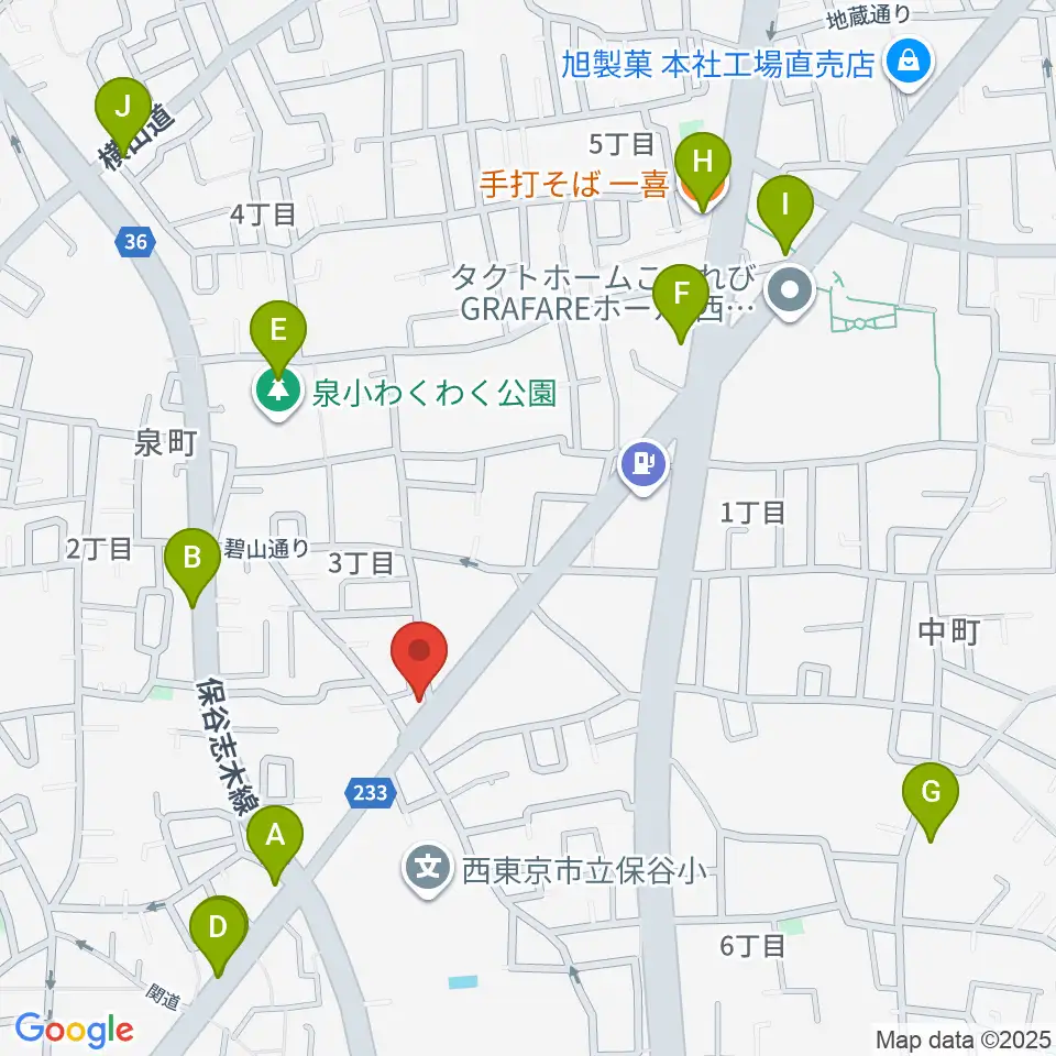 イダ･ギター工房周辺のファミレス・ファーストフード一覧地図