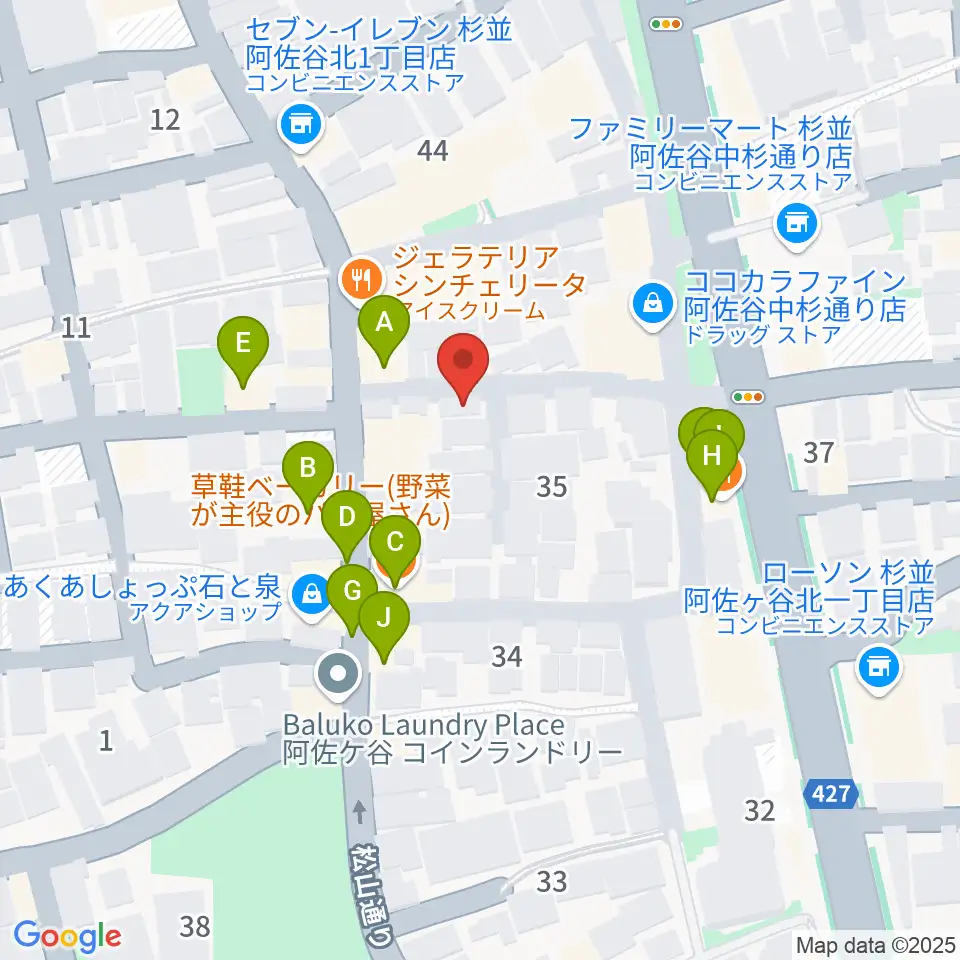 ヒストリークギターズ周辺のファミレス・ファーストフード一覧地図