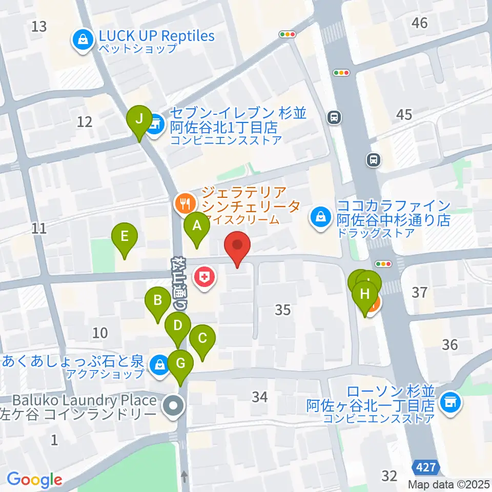 ヒストリークギターズ周辺のファミレス・ファーストフード一覧地図