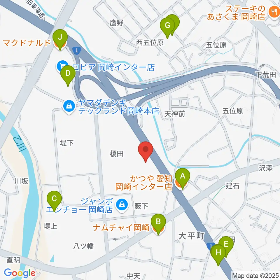 グランドギャラリー本社周辺のファミレス・ファーストフード一覧地図
