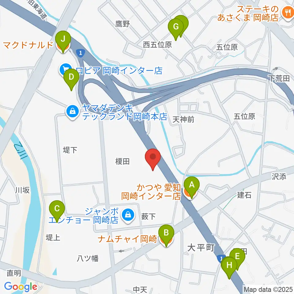 グランドギャラリー本社周辺のファミレス・ファーストフード一覧地図
