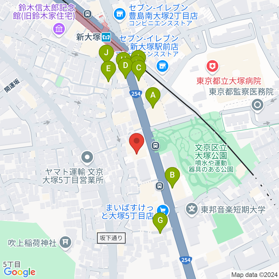 ギター工房 弦周辺のファミレス・ファーストフード一覧地図