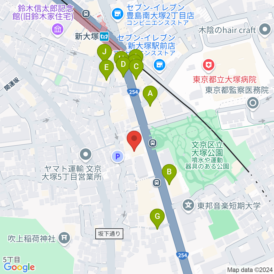 ギター工房 弦周辺のファミレス・ファーストフード一覧地図