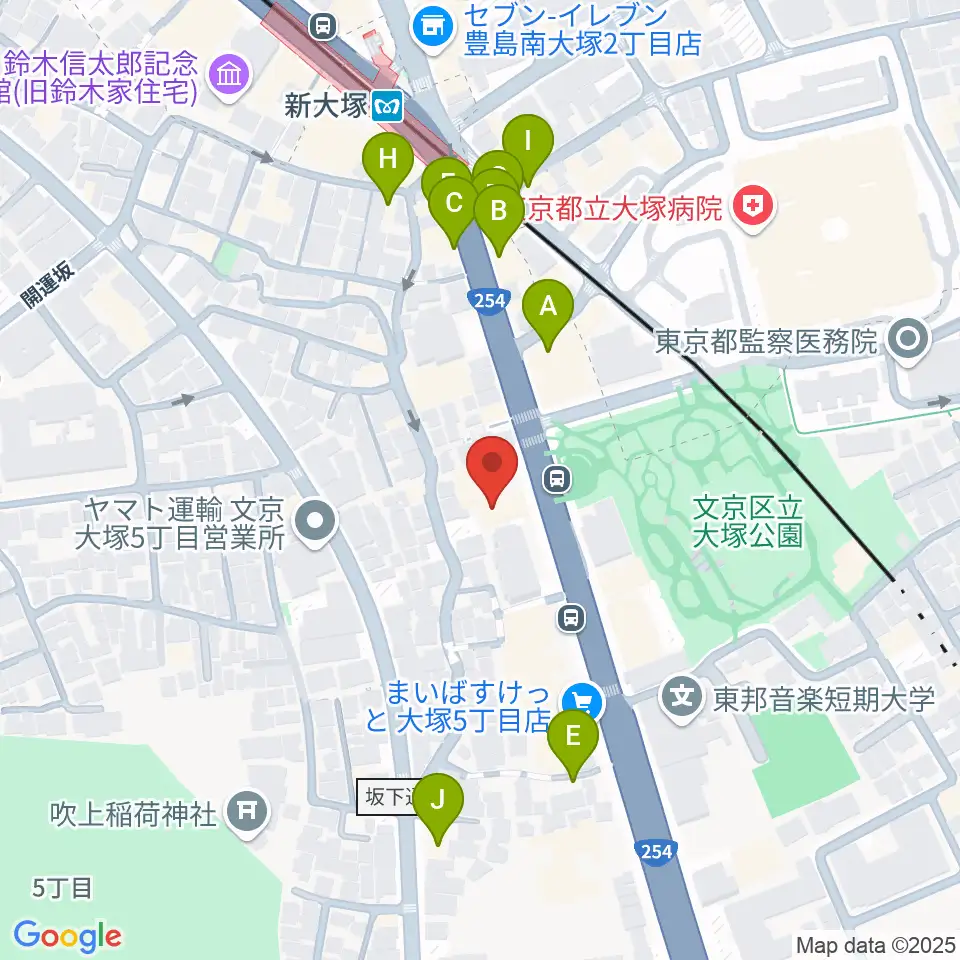 ギター工房 弦周辺のファミレス・ファーストフード一覧地図