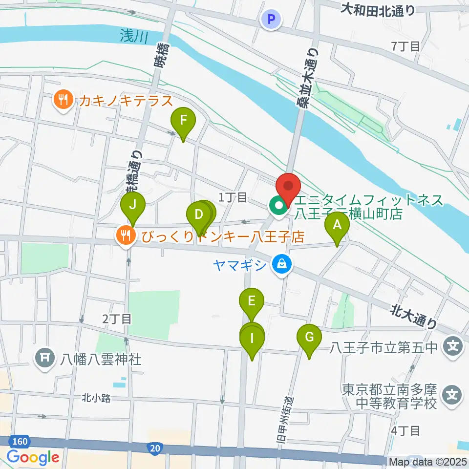 ベヒシュタイン・ジャパン本社ショールーム周辺のファミレス・ファーストフード一覧地図