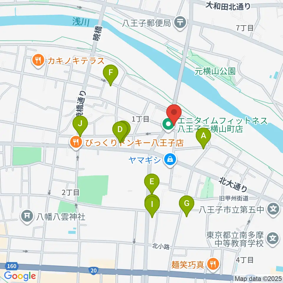 ベヒシュタイン・ジャパン本社ショールーム周辺のファミレス・ファーストフード一覧地図
