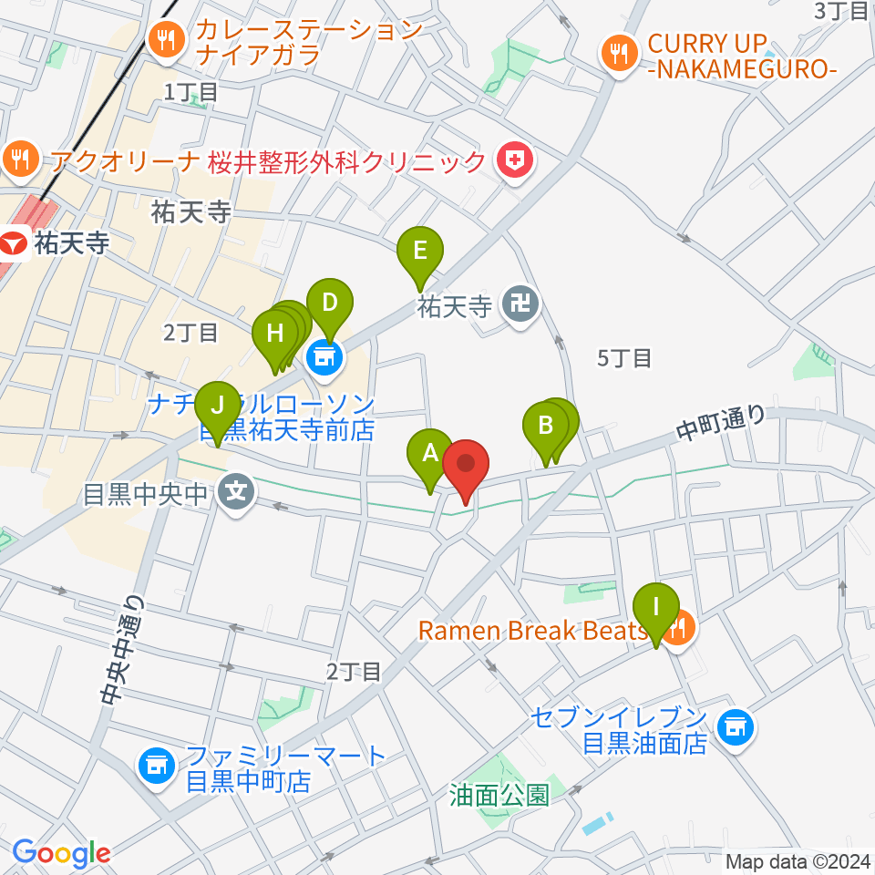 エビスギャング周辺のファミレス・ファーストフード一覧地図