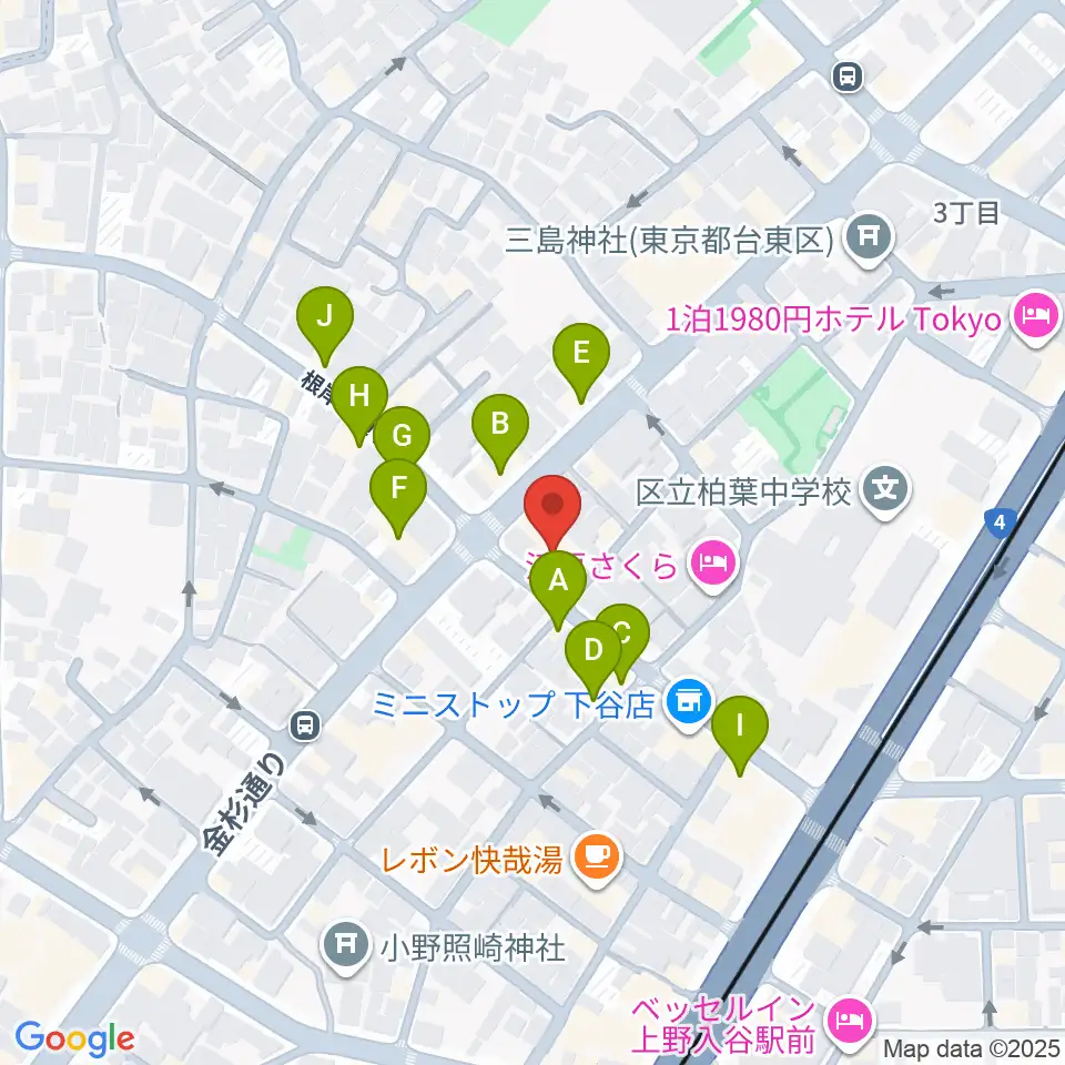 ギターショップ アウラ周辺のファミレス・ファーストフード一覧地図