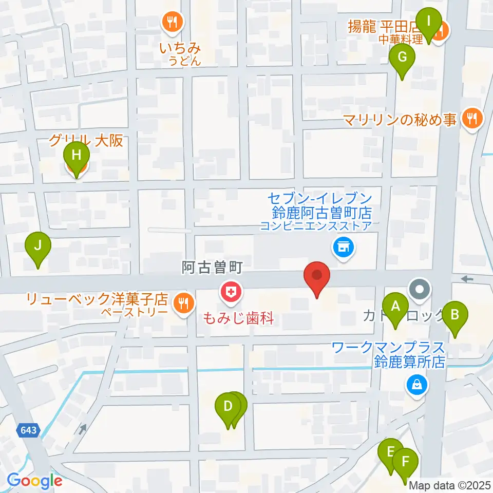 朝日楽器周辺のファミレス・ファーストフード一覧地図
