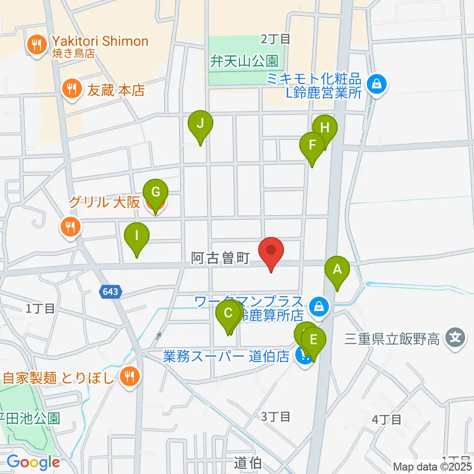 朝日楽器周辺のファミレス・ファーストフード一覧地図