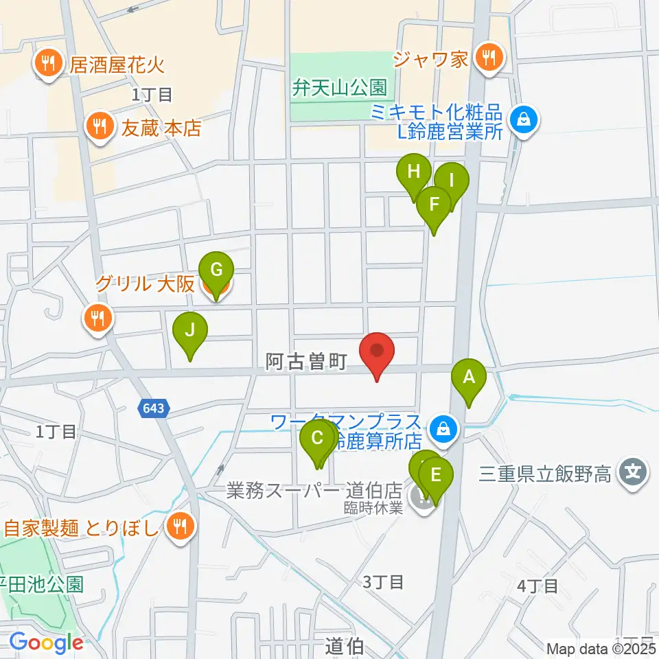朝日楽器周辺のファミレス・ファーストフード一覧地図