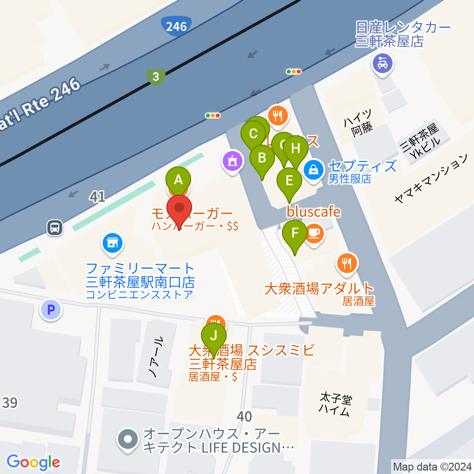 マツオ商会 MATSUO&CO.周辺のファミレス・ファーストフード一覧地図