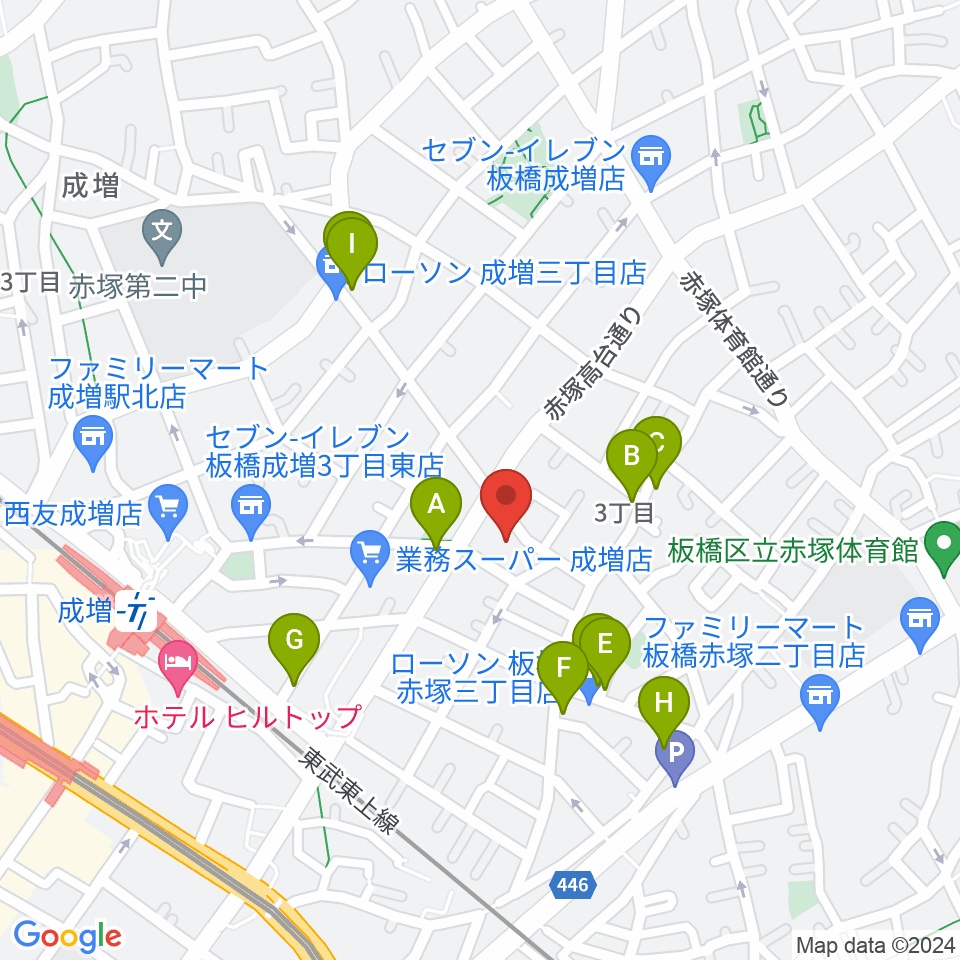 ギターライフ社周辺のファミレス・ファーストフード一覧地図