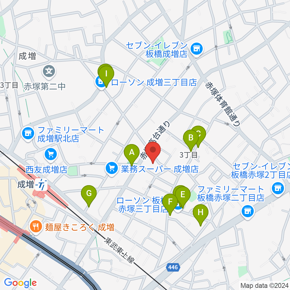 ギターライフ社周辺のファミレス・ファーストフード一覧地図