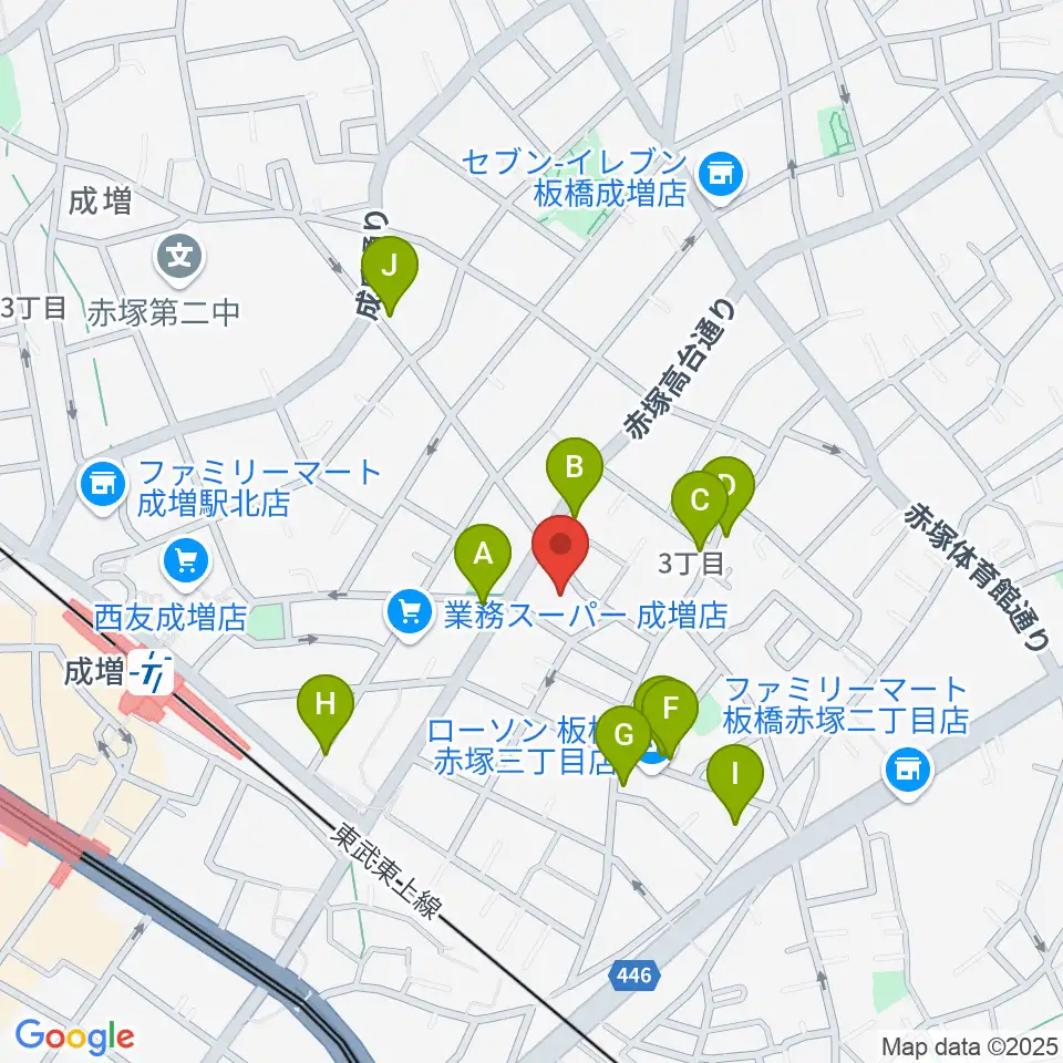 ギターライフ社周辺のファミレス・ファーストフード一覧地図