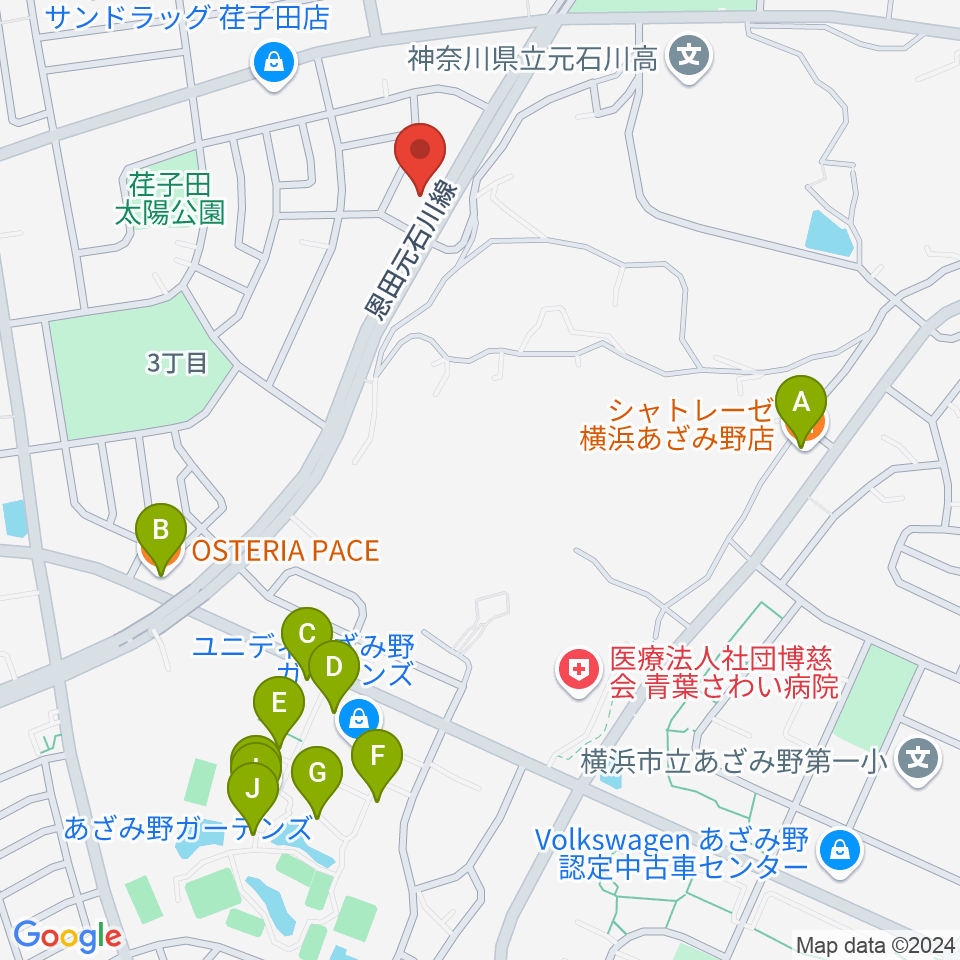 伊藤ピアノ工房周辺のファミレス・ファーストフード一覧地図