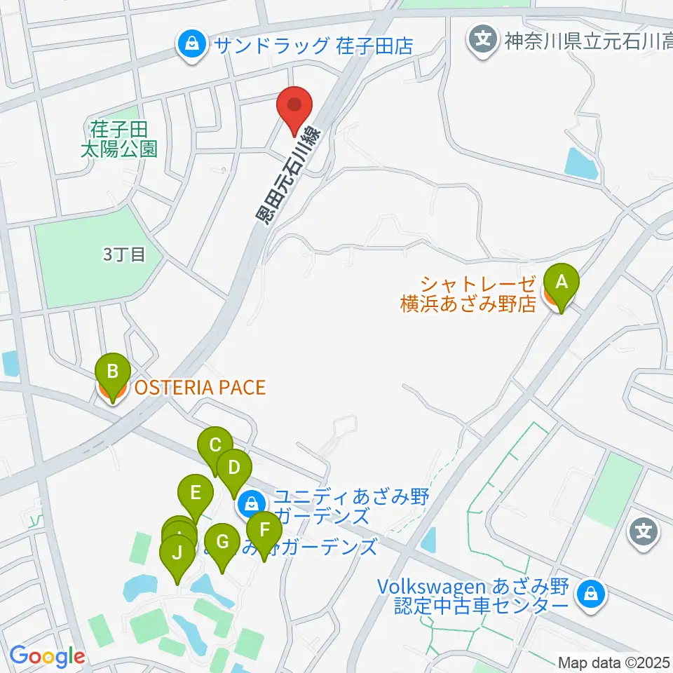 伊藤ピアノ工房周辺のファミレス・ファーストフード一覧地図
