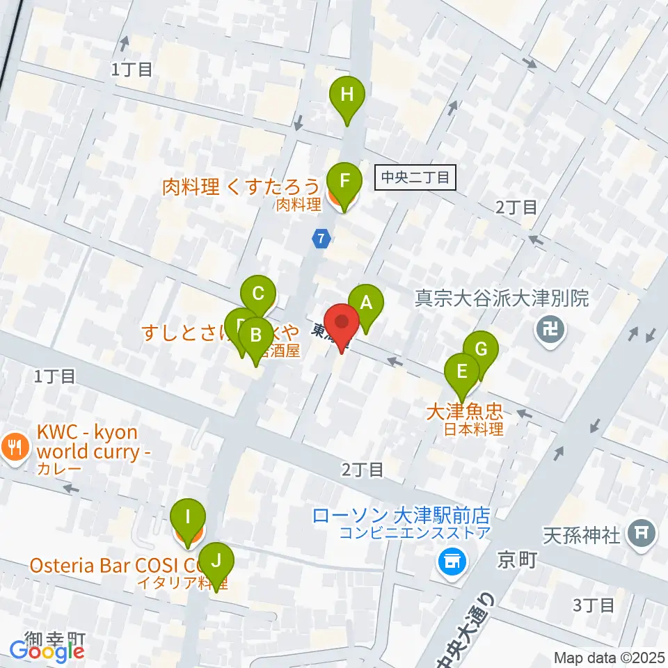 初音屋楽器周辺のファミレス・ファーストフード一覧地図